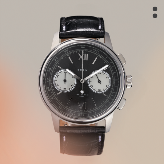 Black chronograph watch for men and women